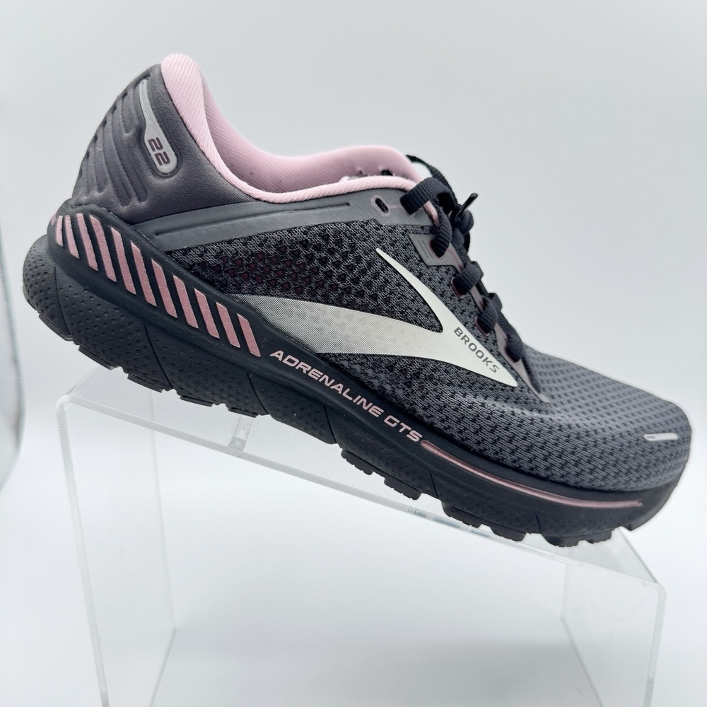 Brooks Adrenaline GTS 22 Womens 9.5 D Wide Running Shoes Black Pink 1203531D015